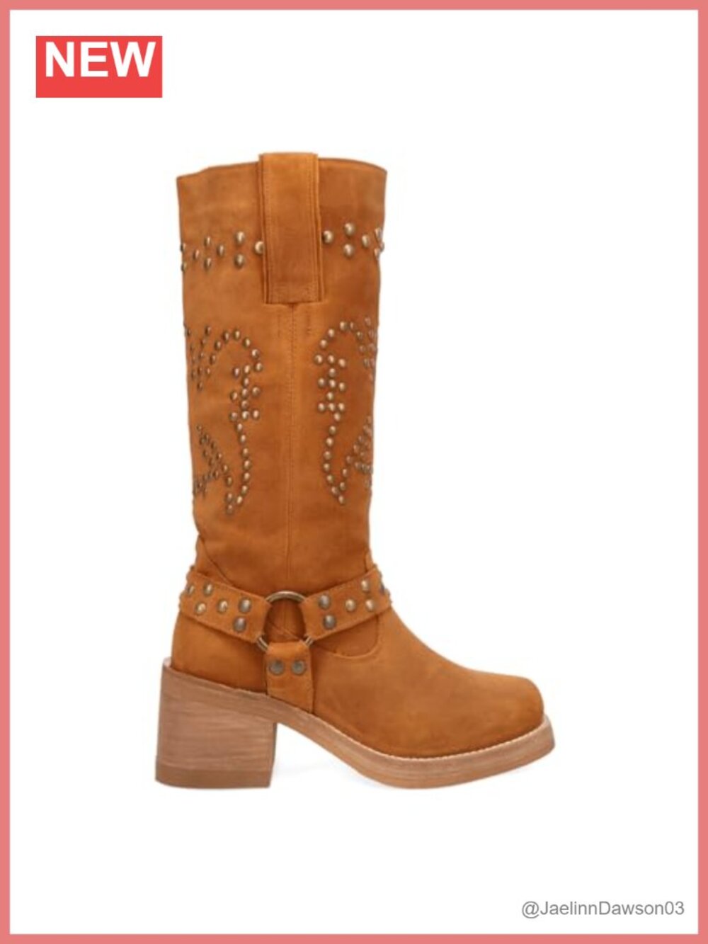 Dingo Suede Western Boots Studded Round Toe Pull On